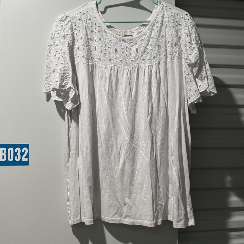 LOFT Cream Embellished Boxy Blouse